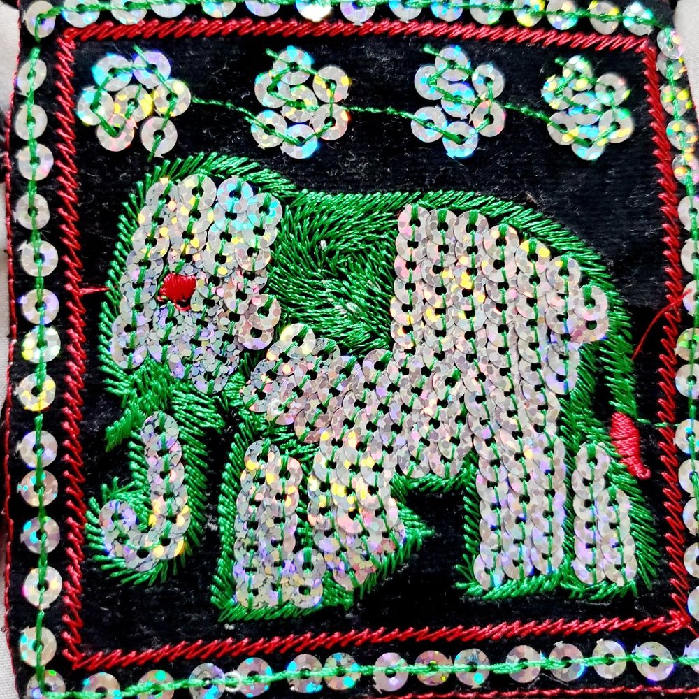 THAILAND BOHO Tiny Sequined Elephant Purse